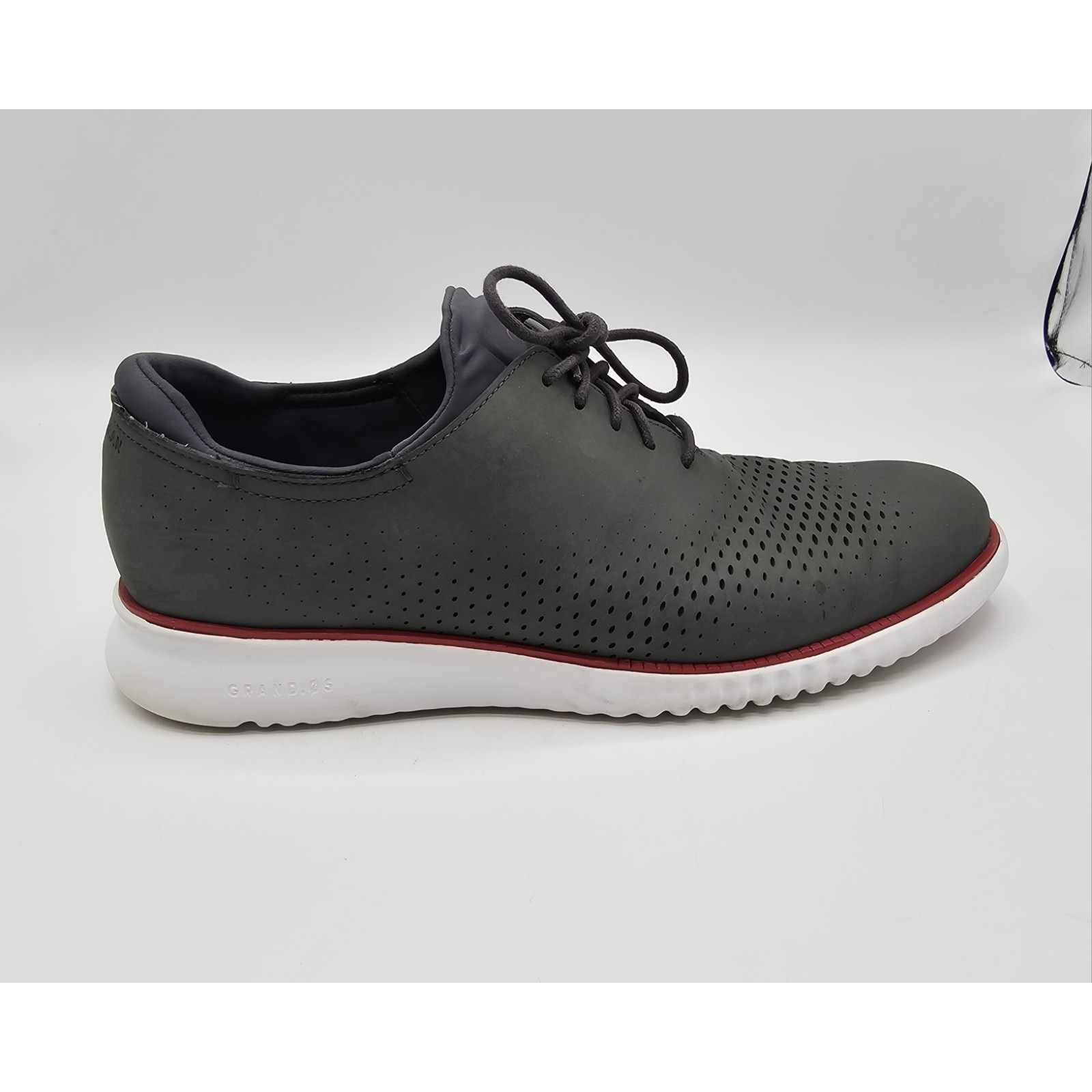 Cole Haan Men's 11.5 Zerogrand Laser Wing Oxford Gray/Green Red Pinstripe C26036